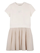 Abito per bambina Michael Kors Kids beige con gonna plissettata - Rubino Kids