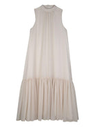 Abito per bambina Michael Kors Kids beige con monogramma e ruches - Rubino Kids