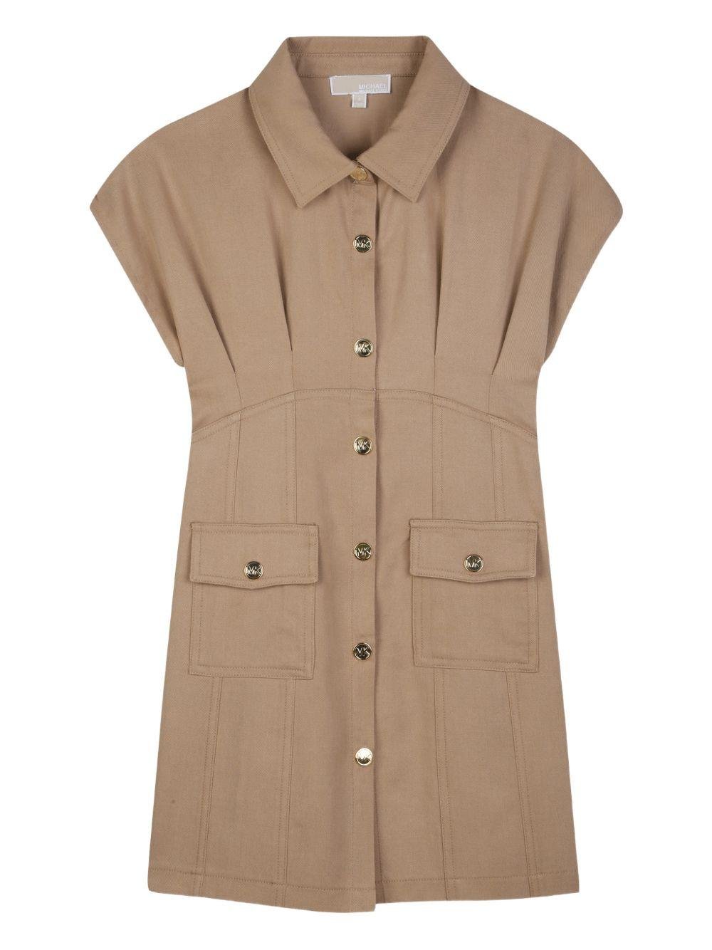 Abito per bambina Michael Kors Kids marrone con tasca applicata - Rubino Kids