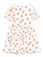 Abito per bambina Mini Rodini bianco con gonna svasata e stampa grafica all - over - Rubino Kids