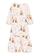 Abito per bambina Mini Rodini bianco con stampa grafica all - over e orlo dritto - Rubino Kids