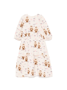 Abito per bambina Mini Rodini bianco con stampa grafica all - over e orlo dritto - Rubino Kids