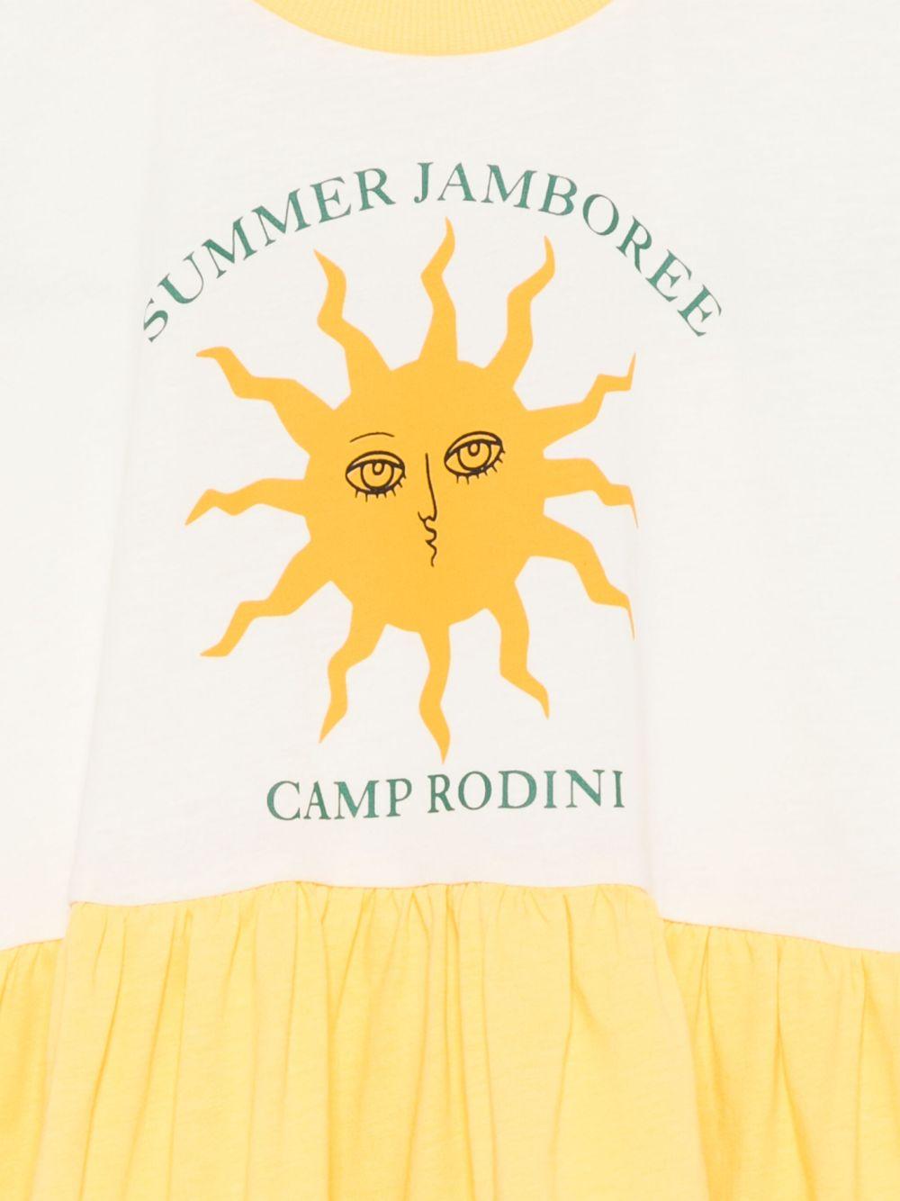 Abito per bambina Mini Rodini bianco e giallo con stampa grafica sul davanti - Rubino Kids