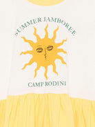 Abito per bambina Mini Rodini bianco e giallo con stampa grafica sul davanti - Rubino Kids