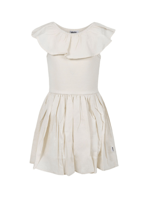 Abito per bambina Molo beige con ruches e design svasato