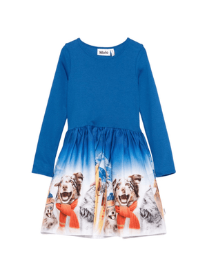 Abito per bambina Molo blu con stampa animali
