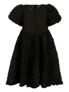 Abito per bambina Molo nero con texture a forma di petalo - Rubino Kids