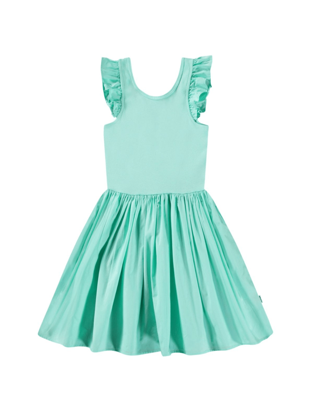 Abito per bambina Molo verde acquamarina in jersey con dettagli con ruches - Rubino Kids
