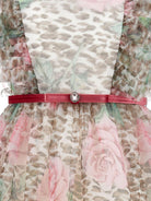 Abito per bambina Monnalisa animalier con stampa a fiori - Rubino Kids