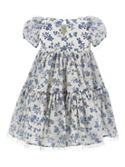 Abito per bambina Monnalisa azzurro con maniche corte a palloncino - Rubino Kids