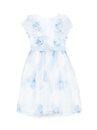 Abito per bambina Monnalisa azzurro con stampa farfalla con dettagli con ruches - Rubino Kids