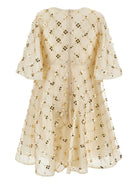 Abito per bambina Monnalisa beige con decorazione a paillettes - Rubino Kids