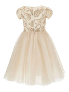 Abito per bambina Monnalisa beige con decorazione a paillettes - Rubino Kids