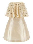 Abito per bambina Monnalisa beige con mantella con decorazione floreale - Rubino Kids