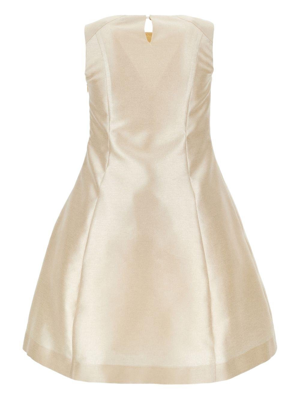 Abito per bambina Monnalisa beige con mantella con decorazione floreale - Rubino Kids