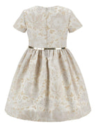 Abito per bambina Monnalisa beige con stampa a fiori all - over - Rubino Kids