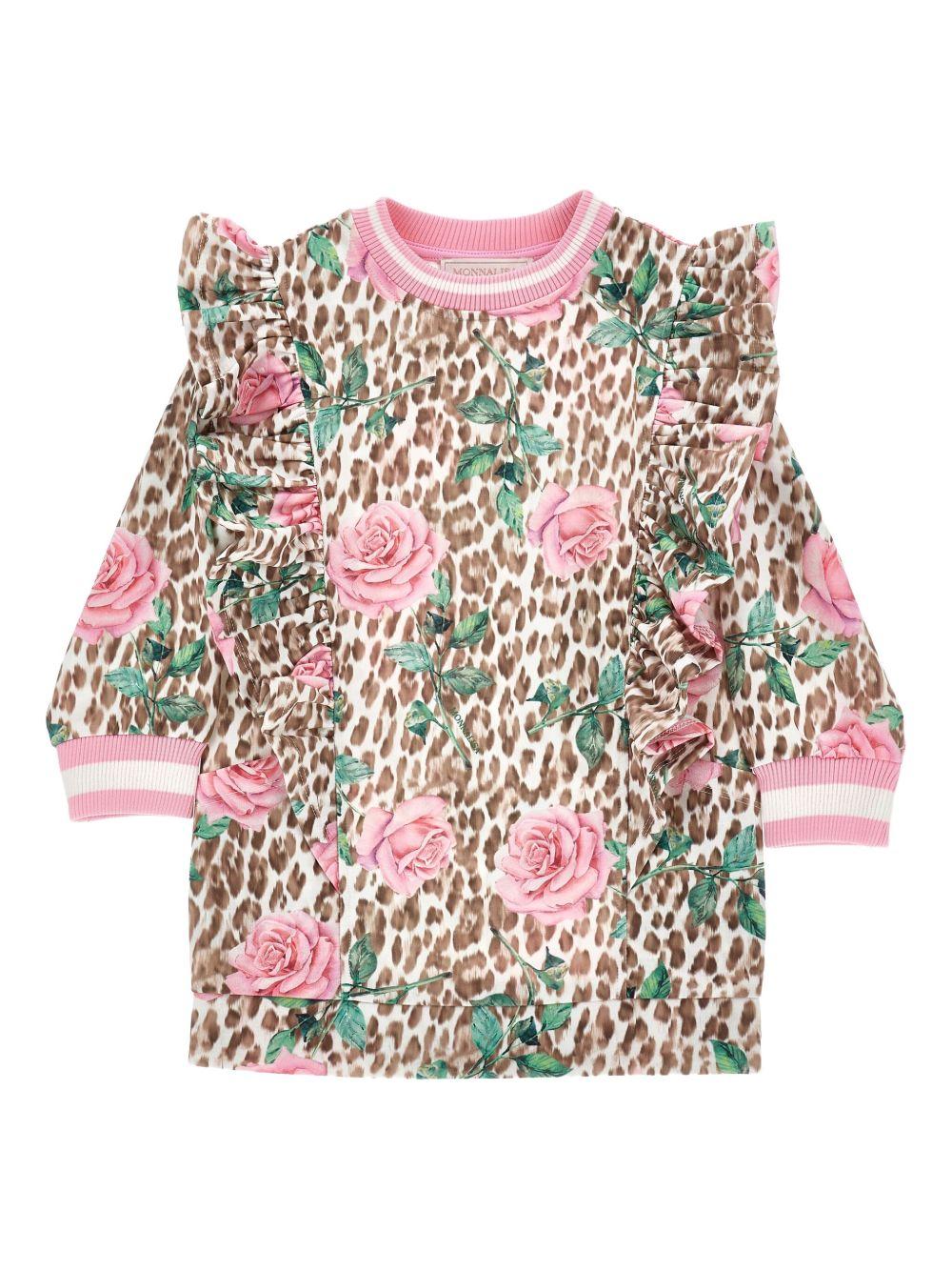 Abito per bambina Monnalisa beige con stampa leopardata - Rubino Kids