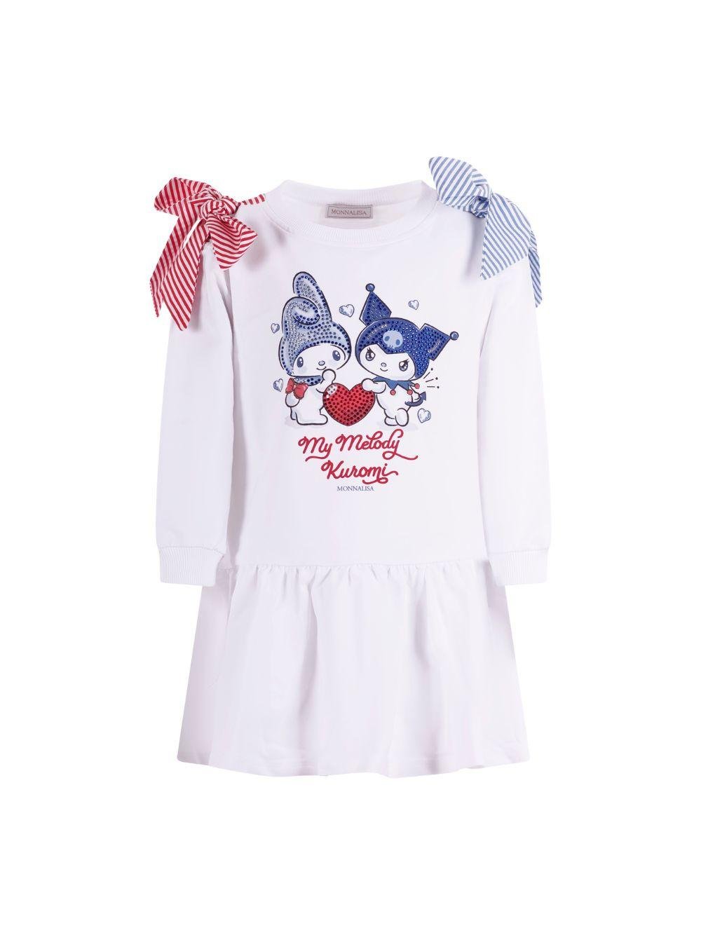 Abito per bambina Monnalisa bianca con stampa grafica sul davanti - Rubino Kids