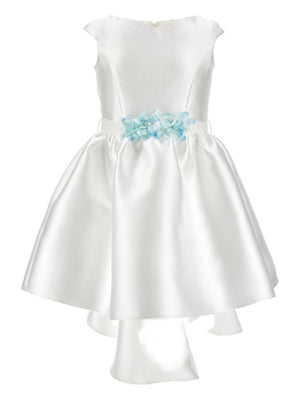 Monnalisa white dress for girls with floral applique