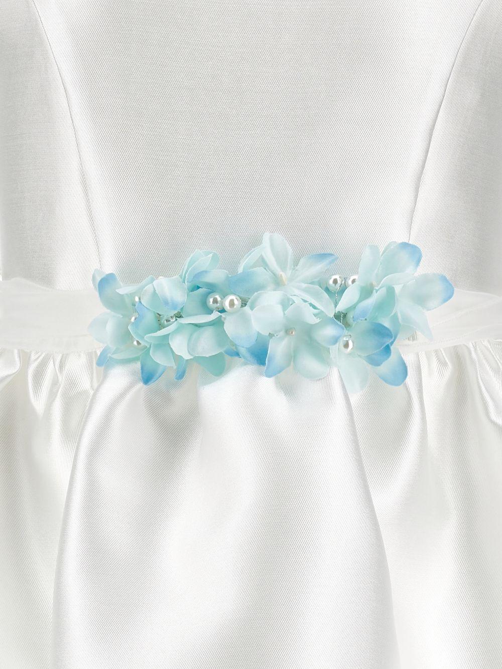 Abito per bambina Monnalisa bianco con applicazione a fiori - Rubino Kids