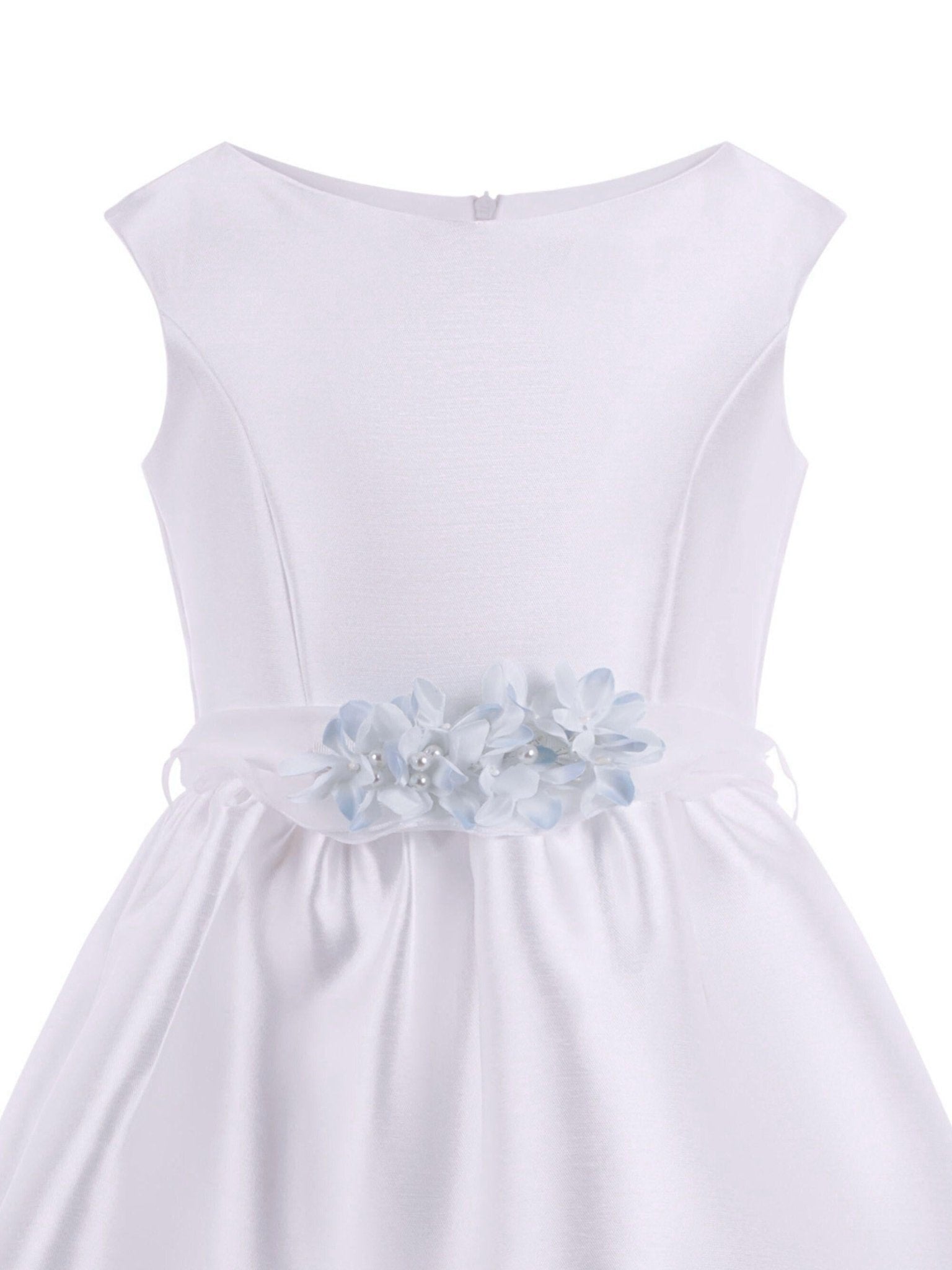 Abito per bambina Monnalisa bianco con applicazione a fiori - Rubino Kids