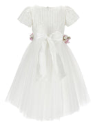 Abito per bambina Monnalisa bianco con applicazione floreale - Rubino Kids