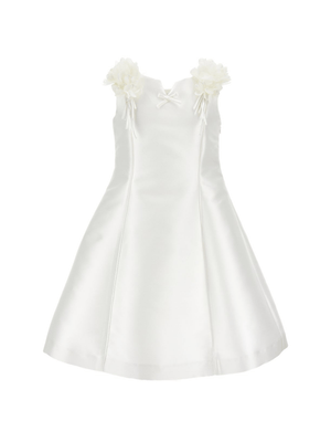 Abito per bambina Monnalisa bianco con applicazioni a fiori