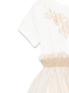 Abito per bambina Monnalisa bianco con dettagli ruches e lurex - Rubino Kids