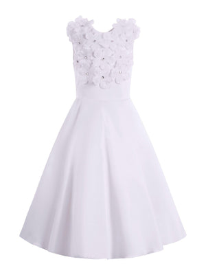 Monnalisa white dress for girls with floral detail
