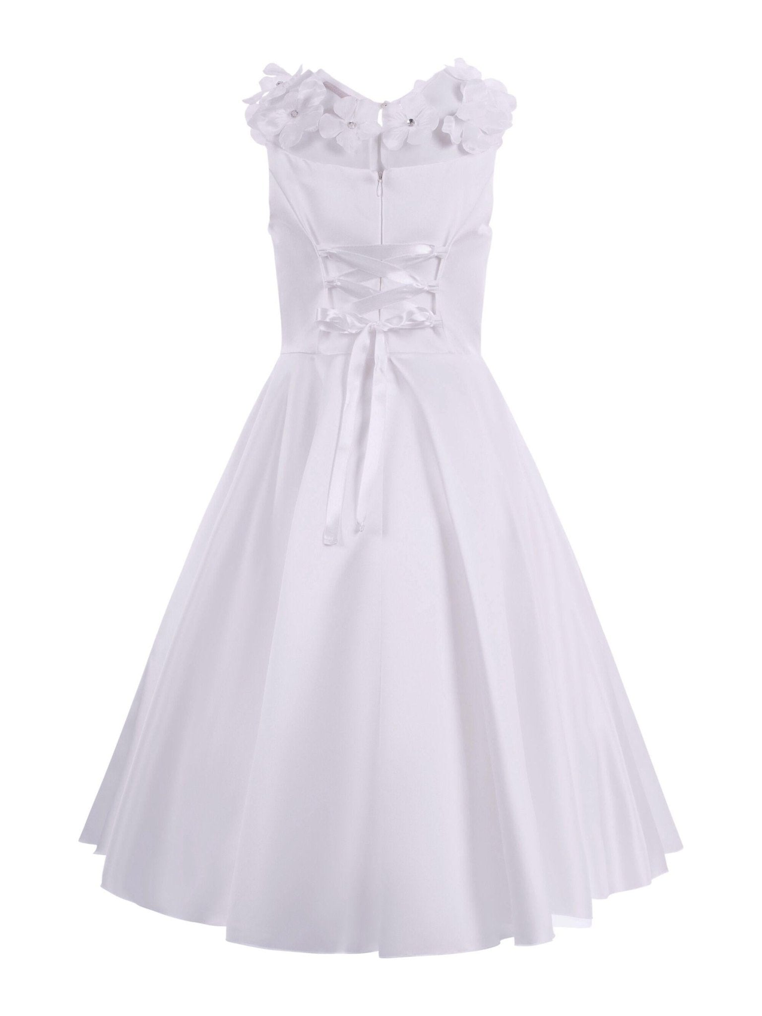 Abito per bambina Monnalisa bianco con dettaglio a fiori - Rubino Kids