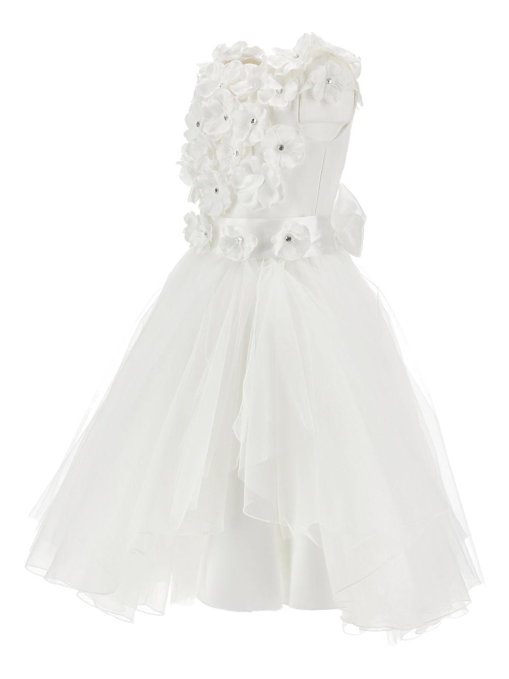 Abito per bambina Monnalisa bianco con dettaglio a fiori - Rubino Kids