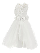 Abito per bambina Monnalisa bianco con dettaglio a fiori - Rubino Kids