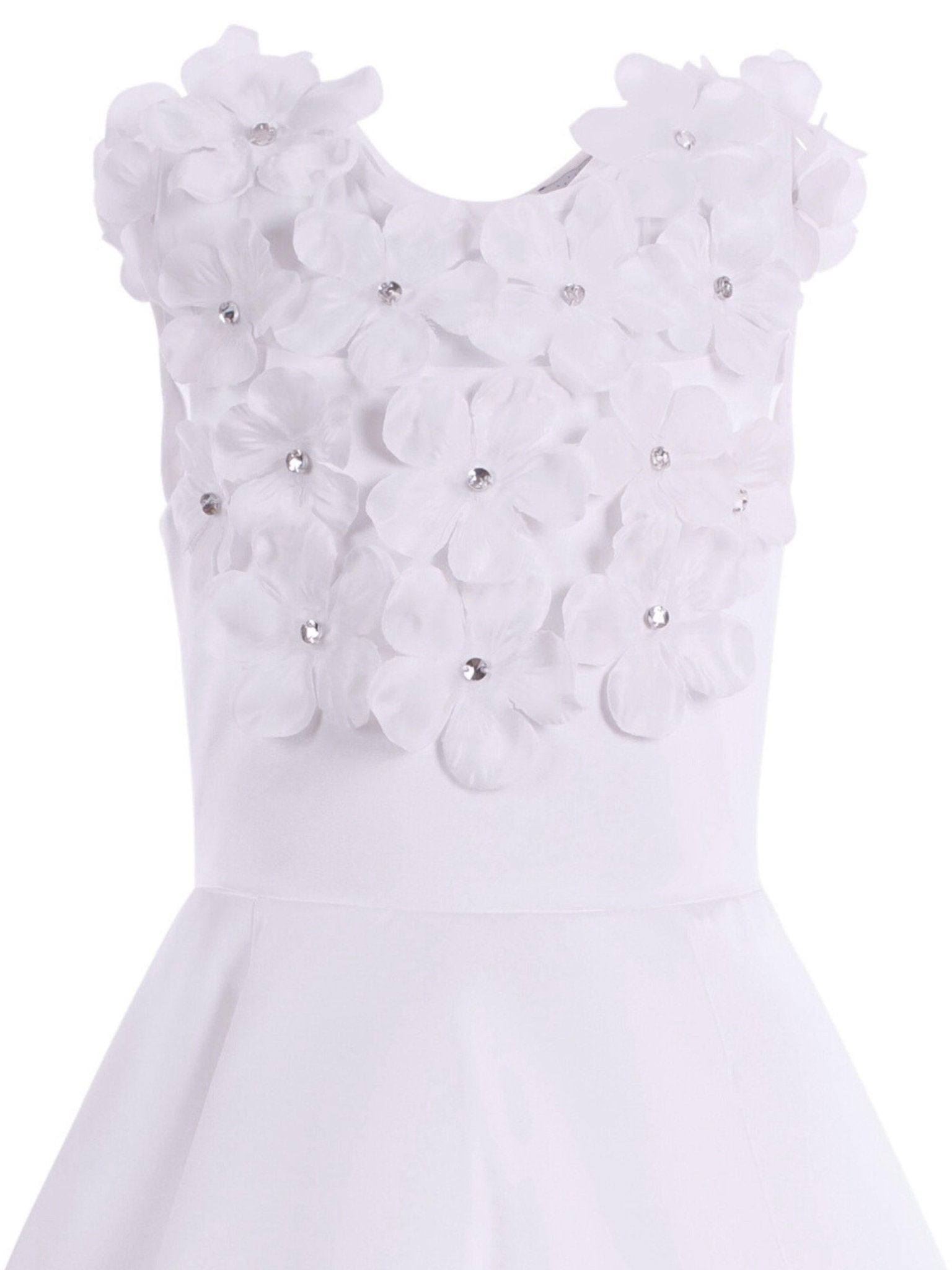 Abito per bambina Monnalisa bianco con dettaglio a fiori - Rubino Kids