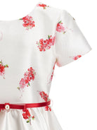 Abito per bambina Monnalisa bianco con motivo a fiori con cintura - Rubino Kids