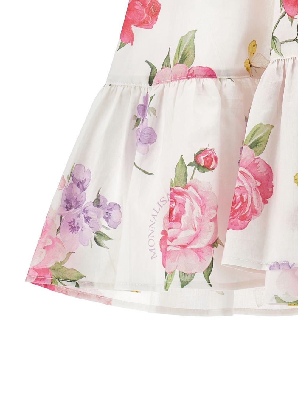 Abito per bambina Monnalisa bianco con motivo a fiori - Rubino Kids