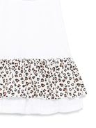 Abito per bambina Monnalisa bianco con ruches e dettaglio leopardato - Rubino Kids