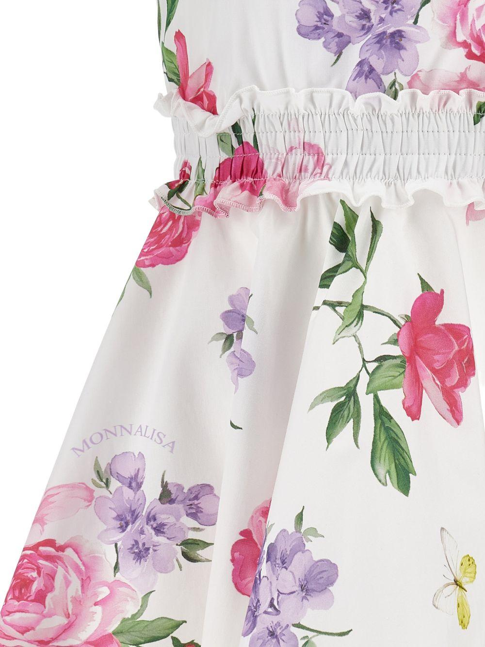 Abito per bambina Monnalisa bianco con stampa a fiori - Rubino Kids