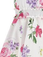 Abito per bambina Monnalisa bianco con stampa a fiori - Rubino Kids