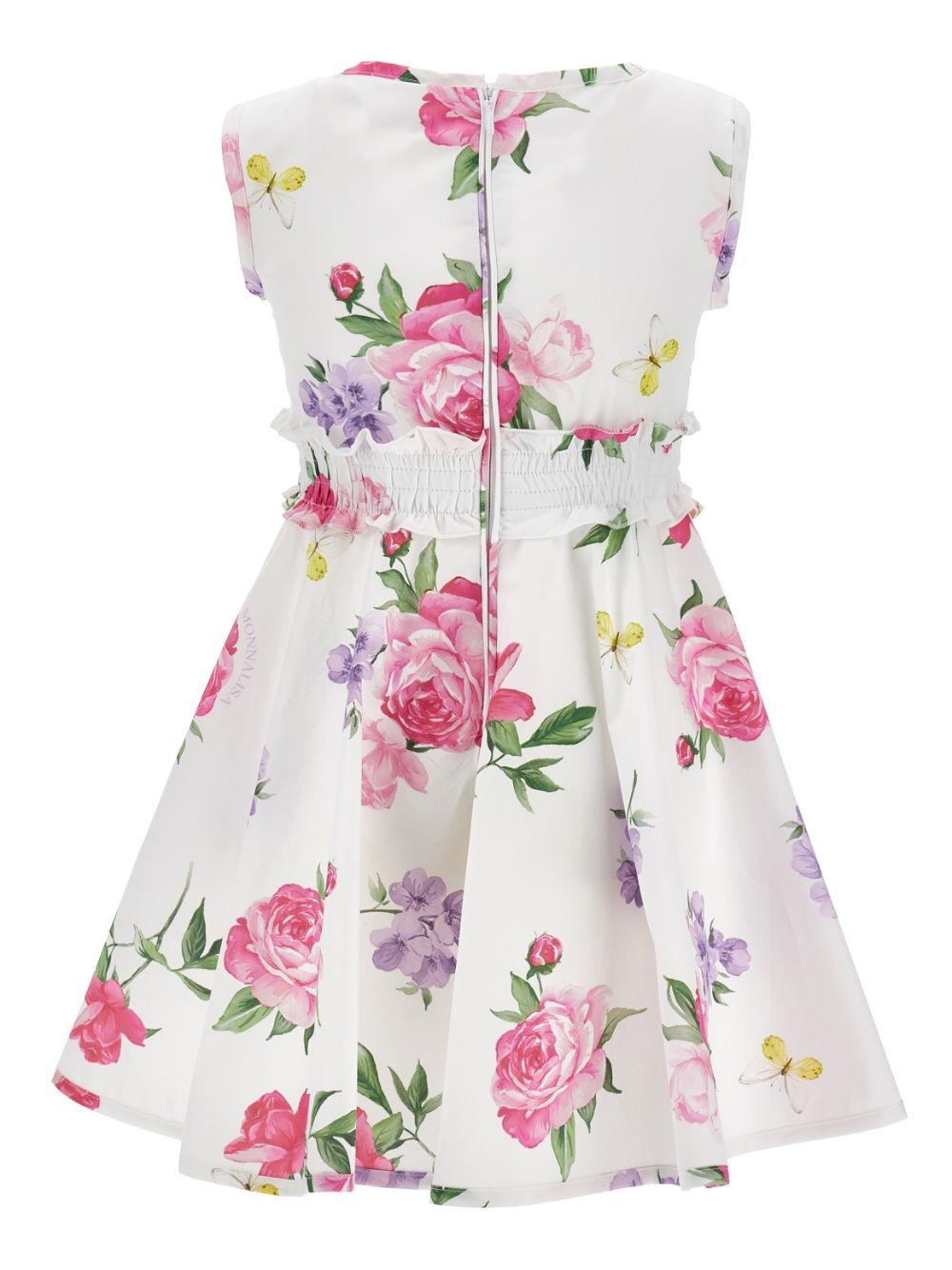 Abito per bambina Monnalisa bianco con stampa a fiori - Rubino Kids