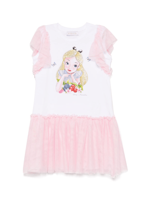 Abito per bambina Monnalisa bianco con stampa Alice x Disney