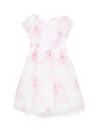 Abito per bambina Monnalisa bianco con stampa farfalla con dettagli con ruches - Rubino Kids