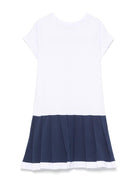 Abito per bambina Monnalisa bianco con stampa grafica e decorazione con strass - Rubino Kids