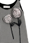 Abito per bambina Monnalisa bianco e nero con motivo pied - de - poule - Rubino Kids