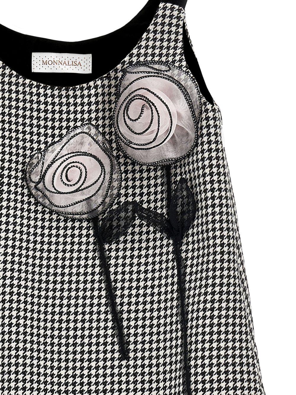 Abito per bambina Monnalisa bianco e nero con motivo pied - de - poule - Rubino Kids