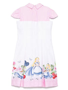 Abito per bambina Monnalisa bianco in raso con bustino - Rubino Kids