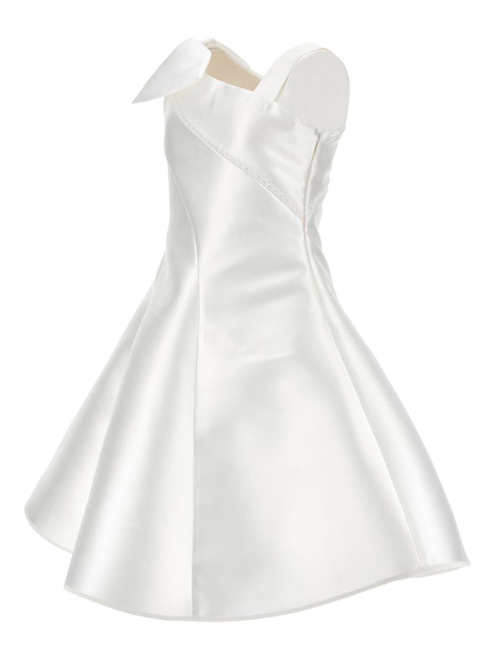 Abito per bambina Monnalisa bianco monospalla con fiocco - Rubino Kids