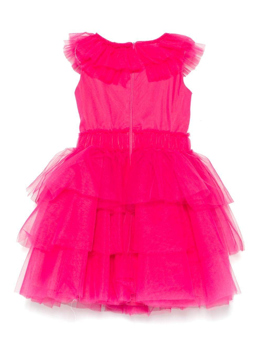 Abito per bambina Monnalisa fucsia con inserti in tulle - Rubino Kids