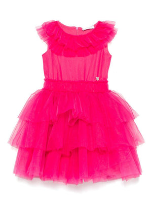 Abito per bambina Monnalisa fucsia con inserti in tulle
