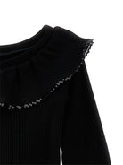 Abito per bambina Monnalisa nero con dettagli con ruches - Rubino Kids