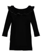 Abito per bambina Monnalisa nero con dettagli con ruches - Rubino Kids